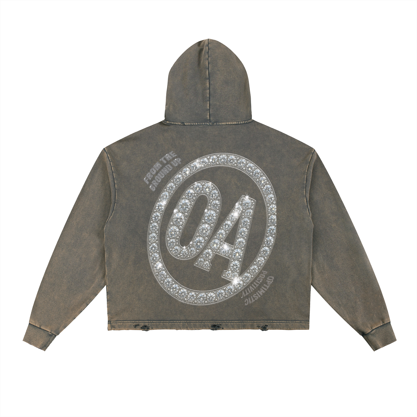 Vintage Washed Frayed-Hem Hoodie
