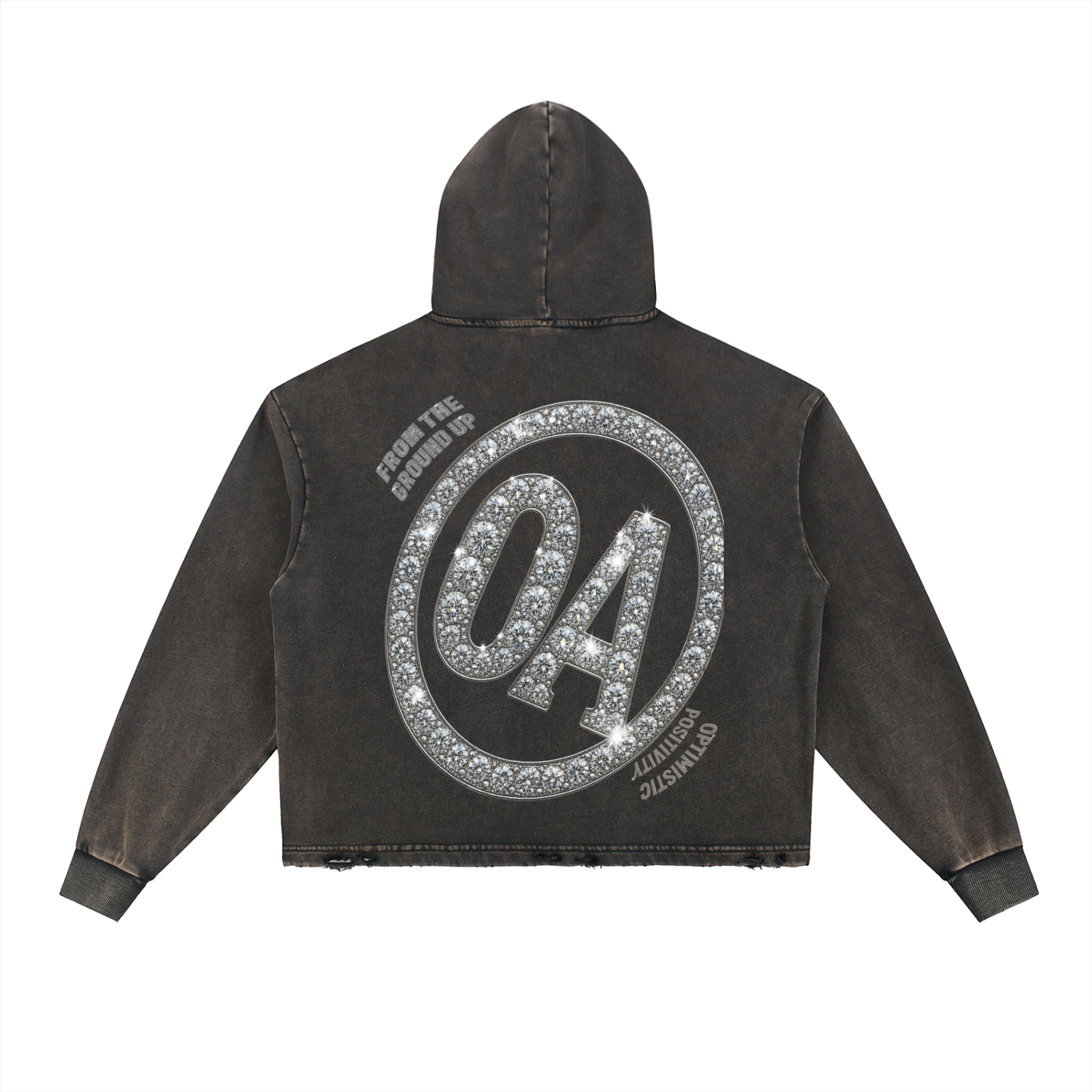 Vintage Washed Frayed-Hem Hoodie