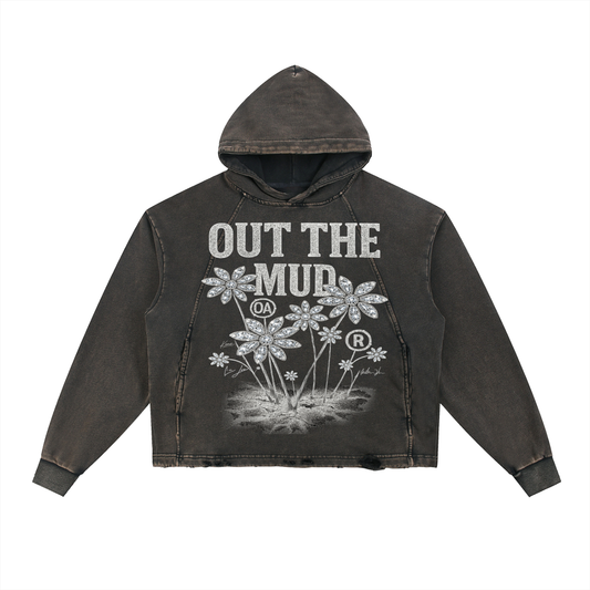 Vintage Washed Frayed-Hem Hoodie