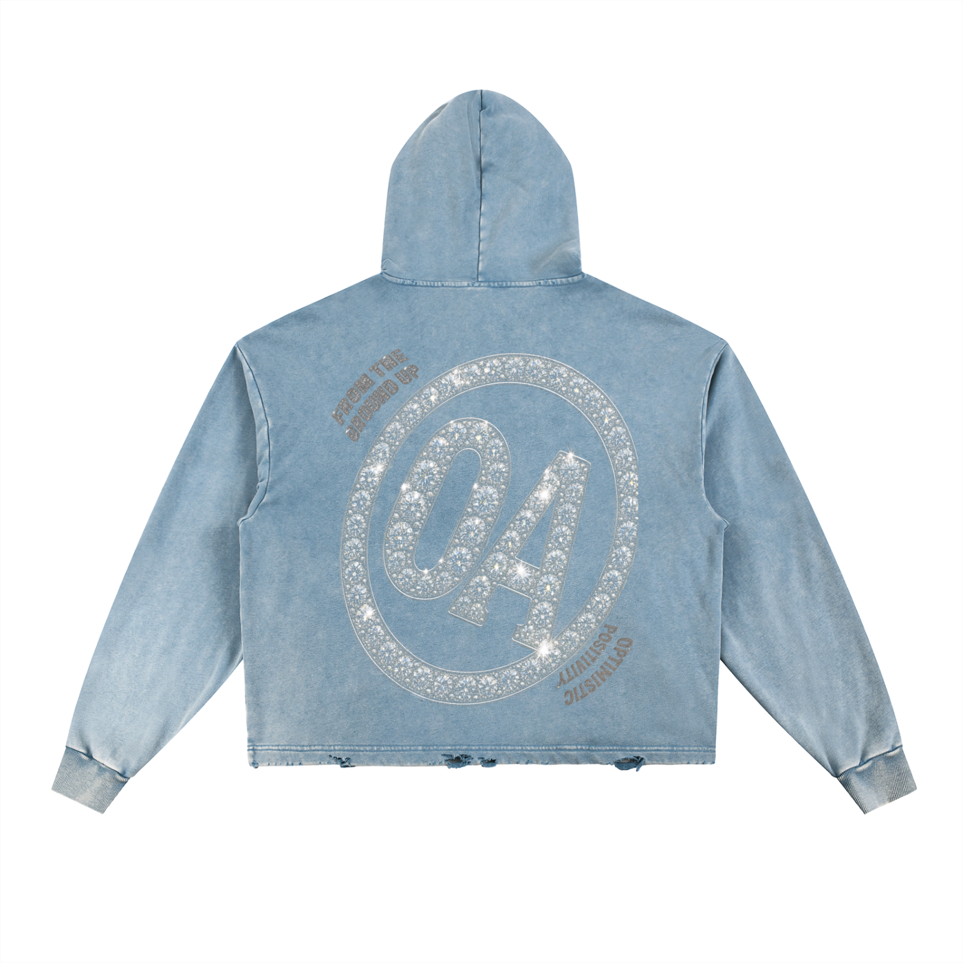 Vintage Washed Frayed-Hem Hoodie