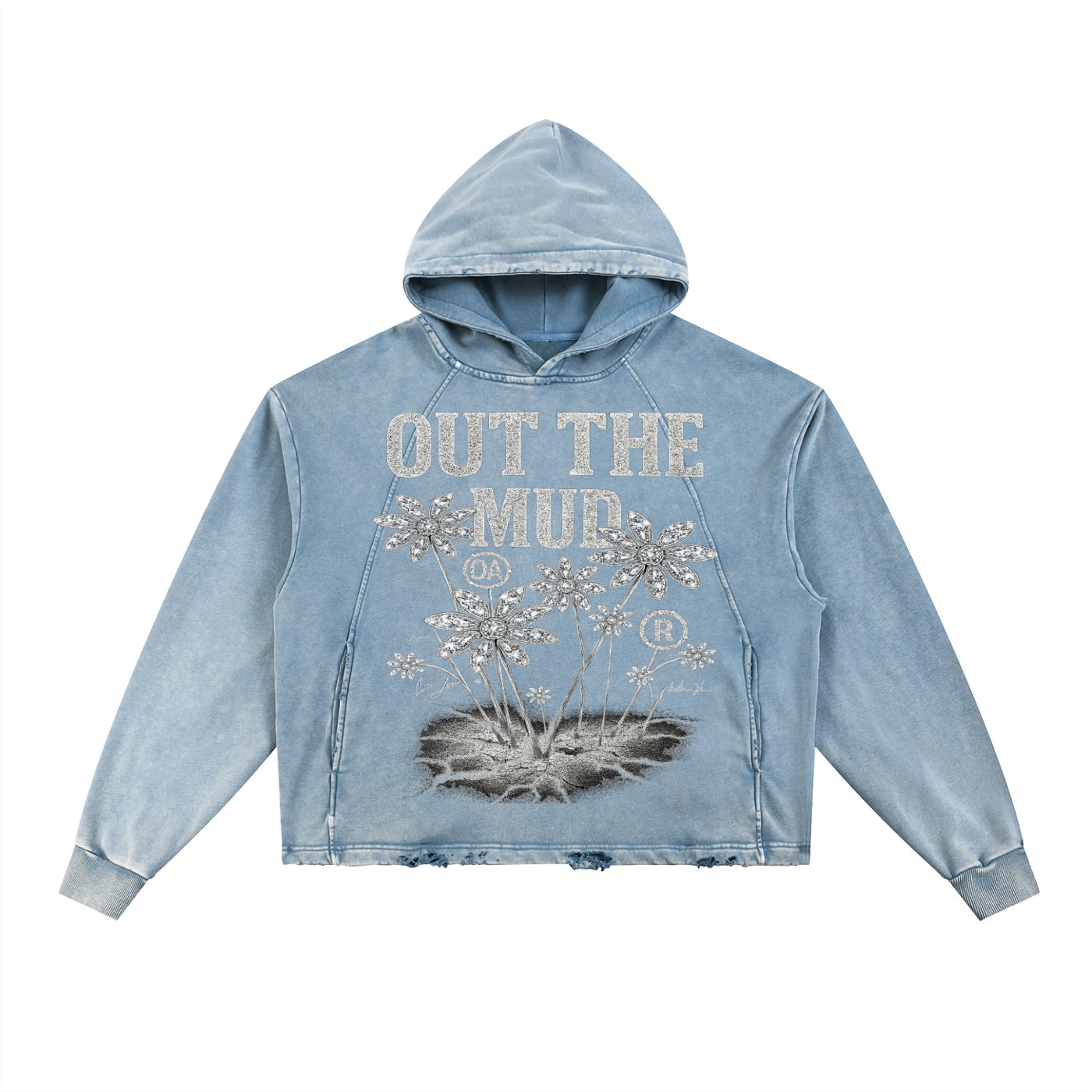 Vintage Washed Frayed-Hem Hoodie